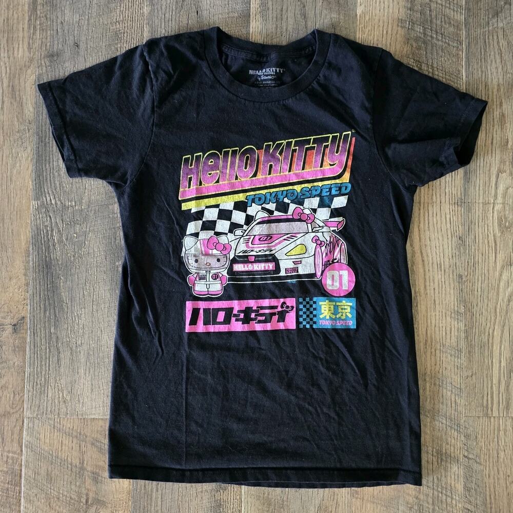 Hello Kitty Sanrio Nascar Tokyo Speed Japanese Shirt Black Pink Racing Small